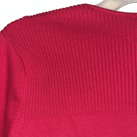Talbots-M petite-red-rib detail,long sleeve, full zip,crewneck,cardigan sweater. - Picture 4 of 13